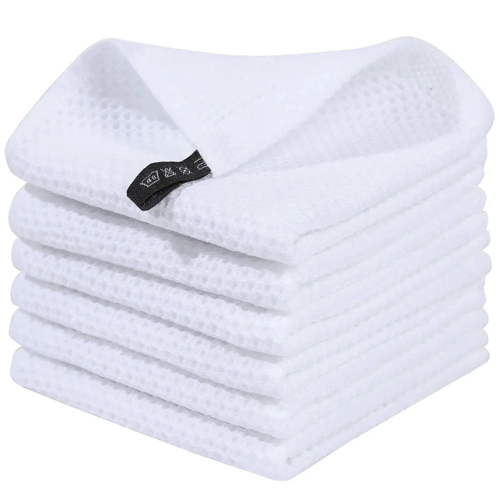 Premium 100% Cotton Waffle Weave Kitchen Towels – Ultra Soft, Absorbent, Quick-Dry Dish Cloths, 12x12 Inches, 6-Pack