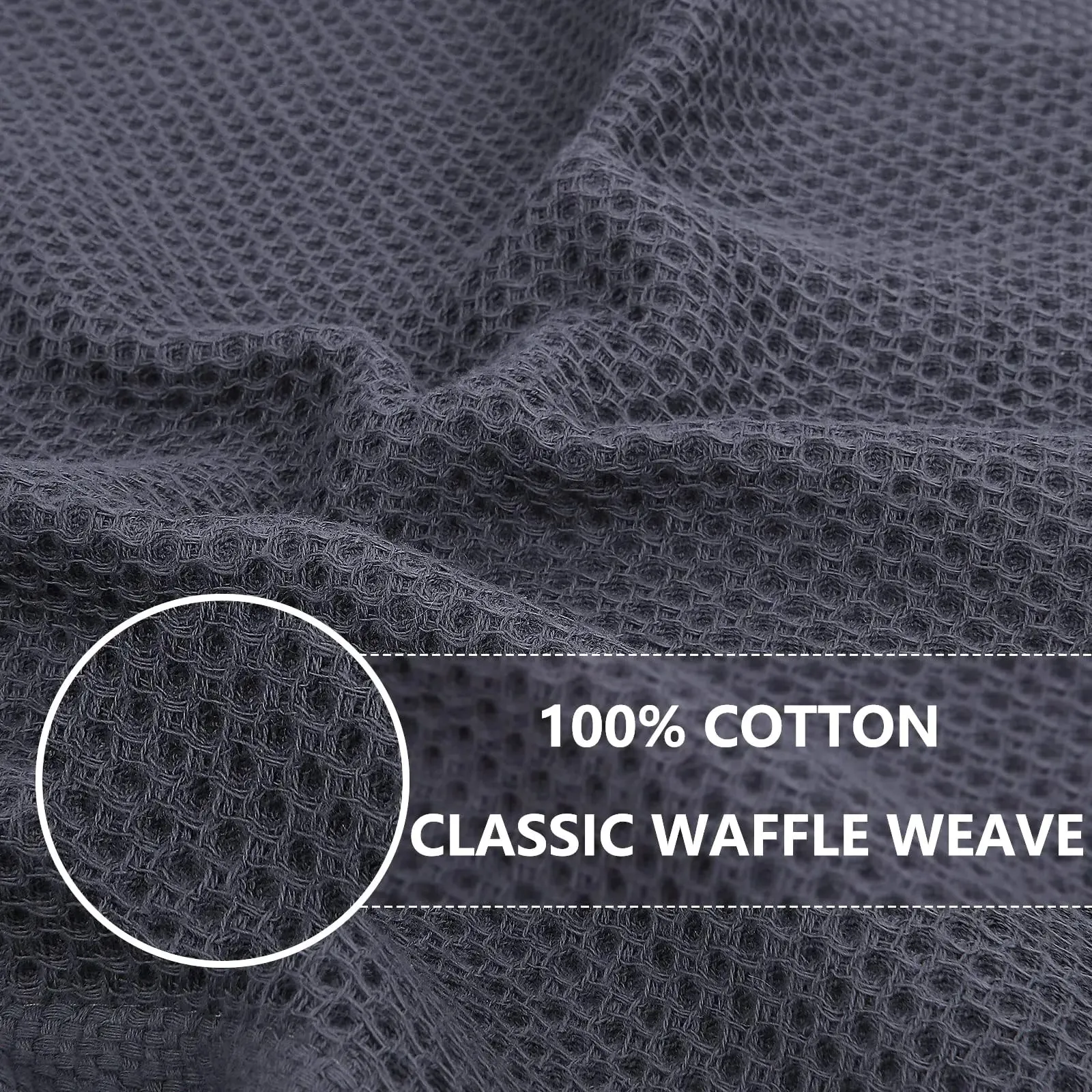 Premium 100% Cotton Waffle Weave Kitchen Towels – Ultra Soft, Absorbent, Quick-Dry Dish Cloths, 12x12 Inches, 6-Pack