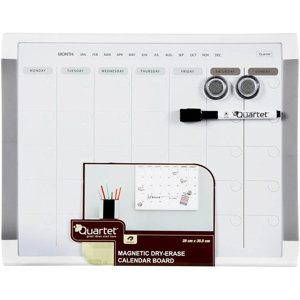 Quartet Basics Monthly Planner WhiteBoard Calendar 280x360mm White Frame