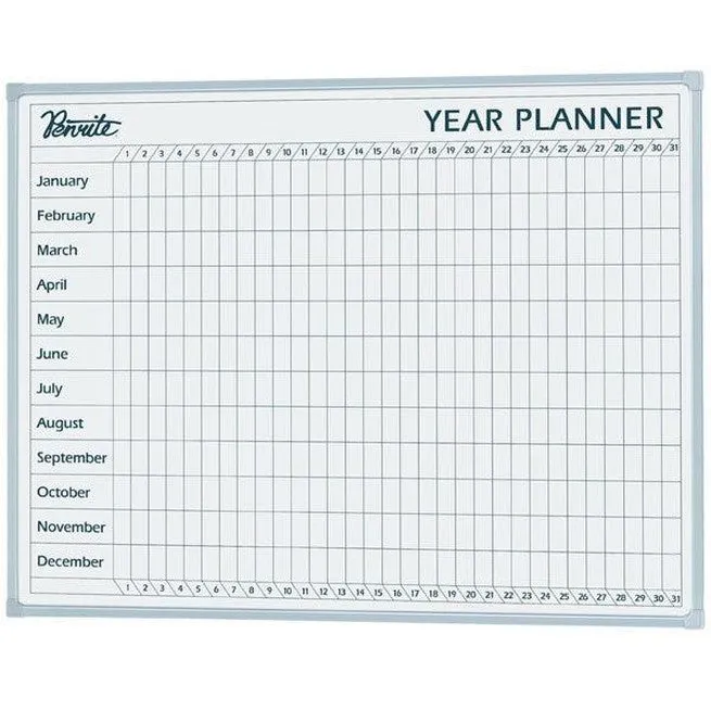 Quartet Penrite Slimline Whiteboard Porcelain Year Planner 900 X 600Mm