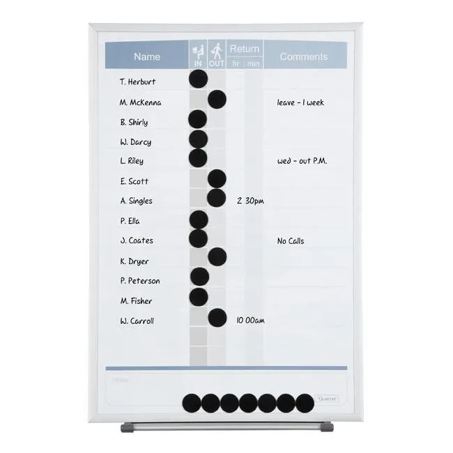 Quartet planner board matrix in/out 280x410mm