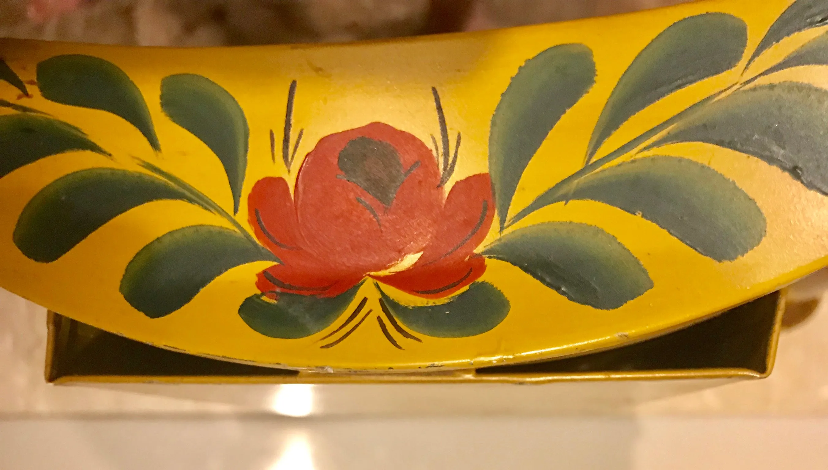 RARE Antique Painted Tole Toleware Stilton Cheese Cradle