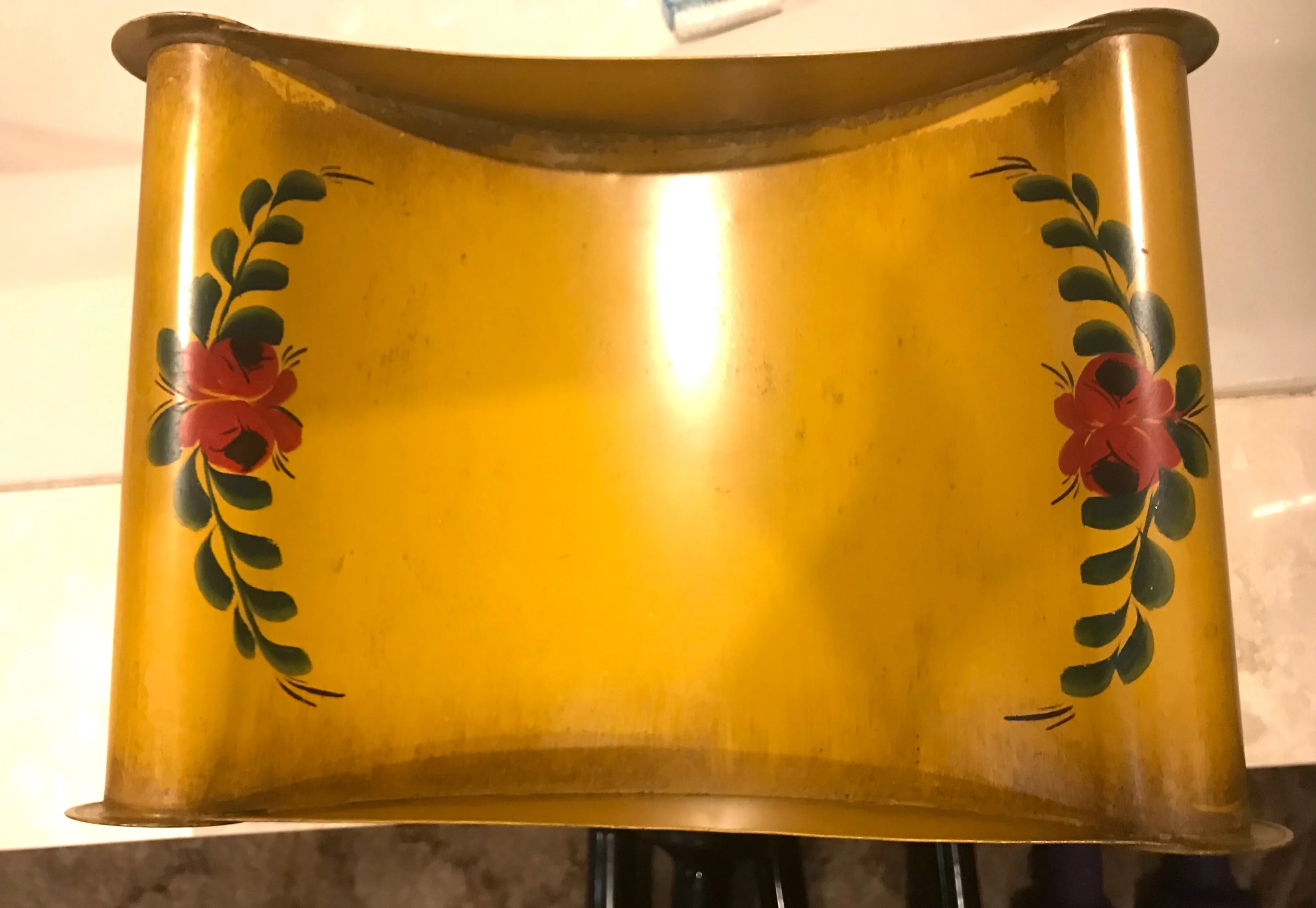 RARE Antique Painted Tole Toleware Stilton Cheese Cradle