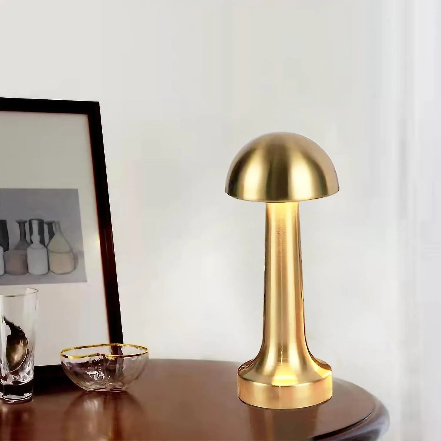 Rechargeable Led Mushroom 3-Color Temperature Touch Table Lamp Ab-Td26