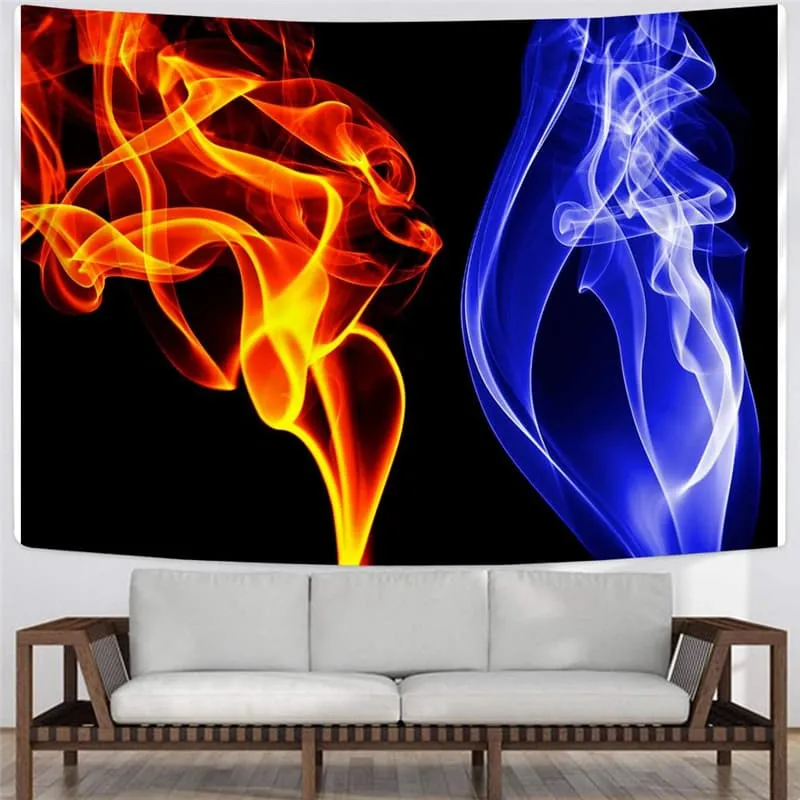 Red Flame Tapestry Blue Flame Tapestries Party Tenture Mandala Wall Hanging