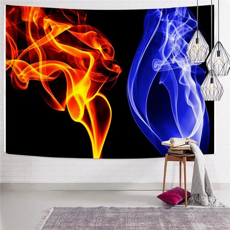 Red Flame Tapestry Blue Flame Tapestries Party Tenture Mandala Wall Hanging