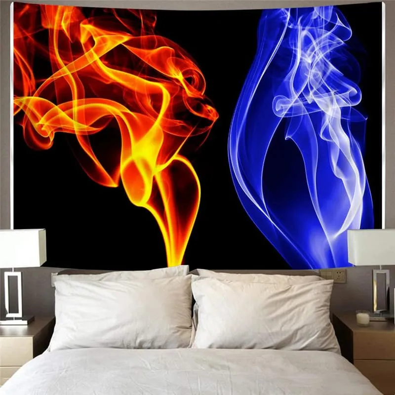 Red Flame Tapestry Blue Flame Tapestries Party Tenture Mandala Wall Hanging