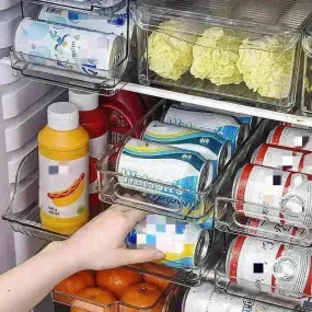 Refrigerator Beverage Storage Box Double-layer Self-rolling Kitchen Storage Rack