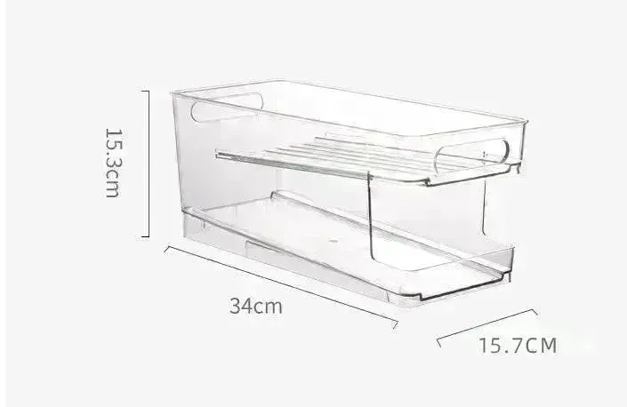 Refrigerator Beverage Storage Box Double-layer Self-rolling Kitchen Storage Rack