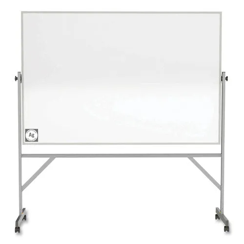 Reversible Magnetic Hygienic Porcelain Whiteboard With Aluminum Frame, 72" X 48", White Surface, Satin Aluminum Frame