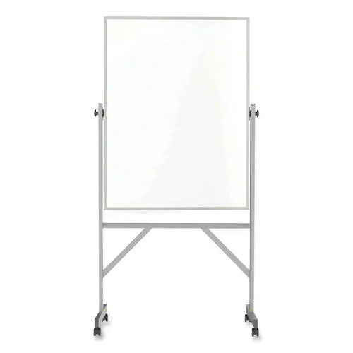 Reversible Magnetic Porcelain Whiteboard With Aluminum Frame, 36" X 48", White Surface, Satin Aluminum Frame