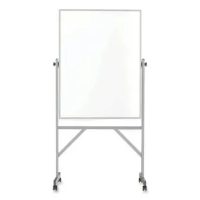 Reversible Magnetic Porcelain Whiteboard With Aluminum Frame, 36" X 48", White Surface, Satin Aluminum Frame