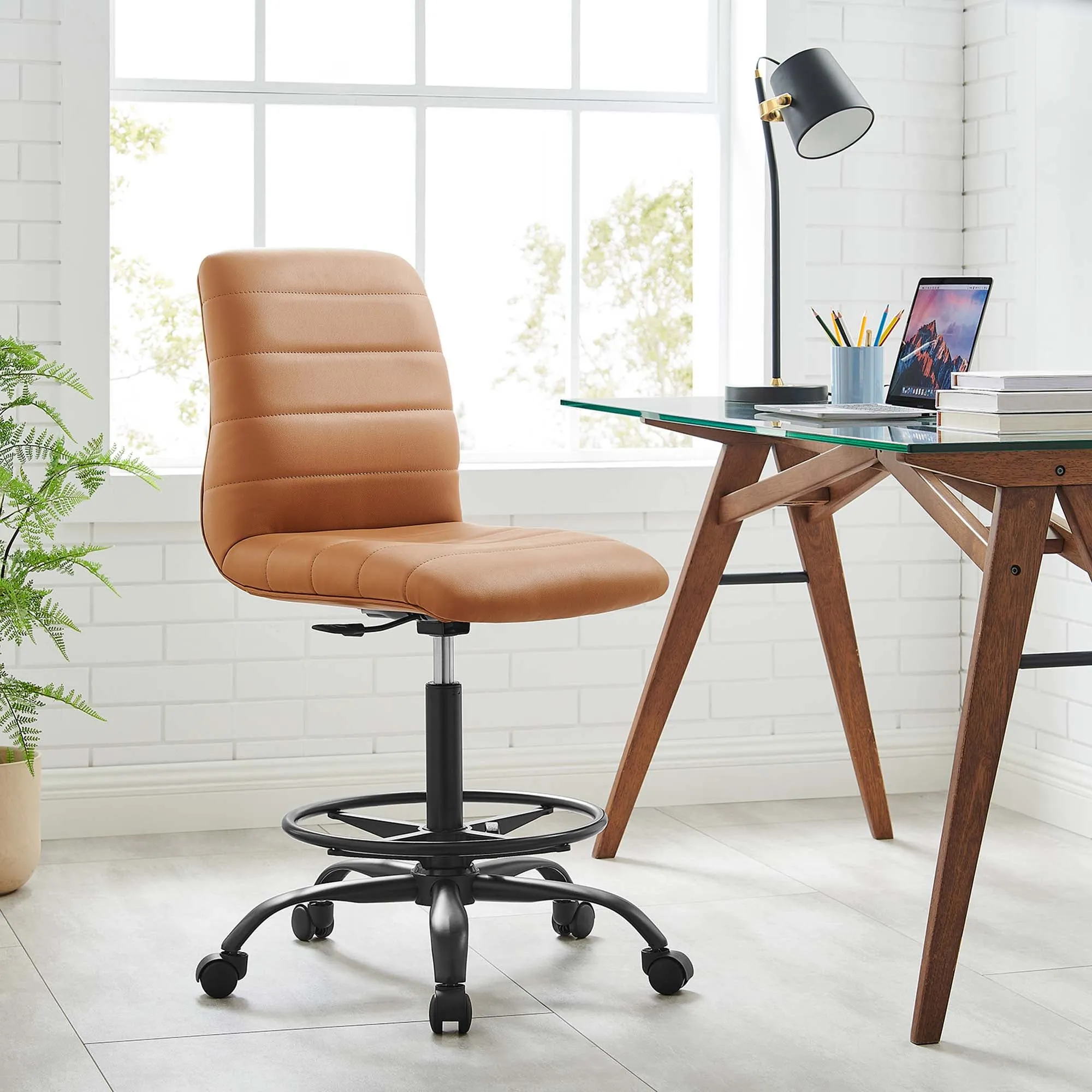 Ripple Armless Vegan Leather Drafting Chair by Modway