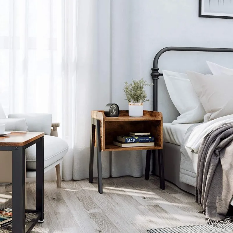 Rustic Brown And Black Side-Table