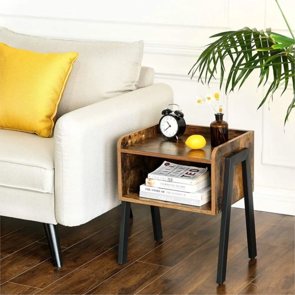 Rustic Brown And Black Side-Table
