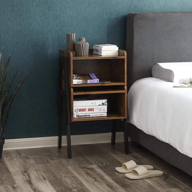 Rustic Brown And Black Side-Table