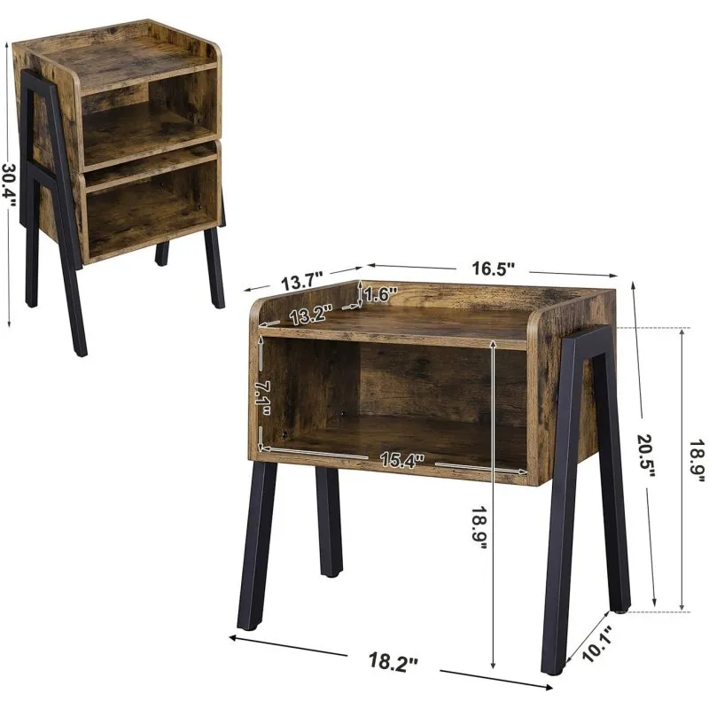 Rustic Brown And Black Side-Table