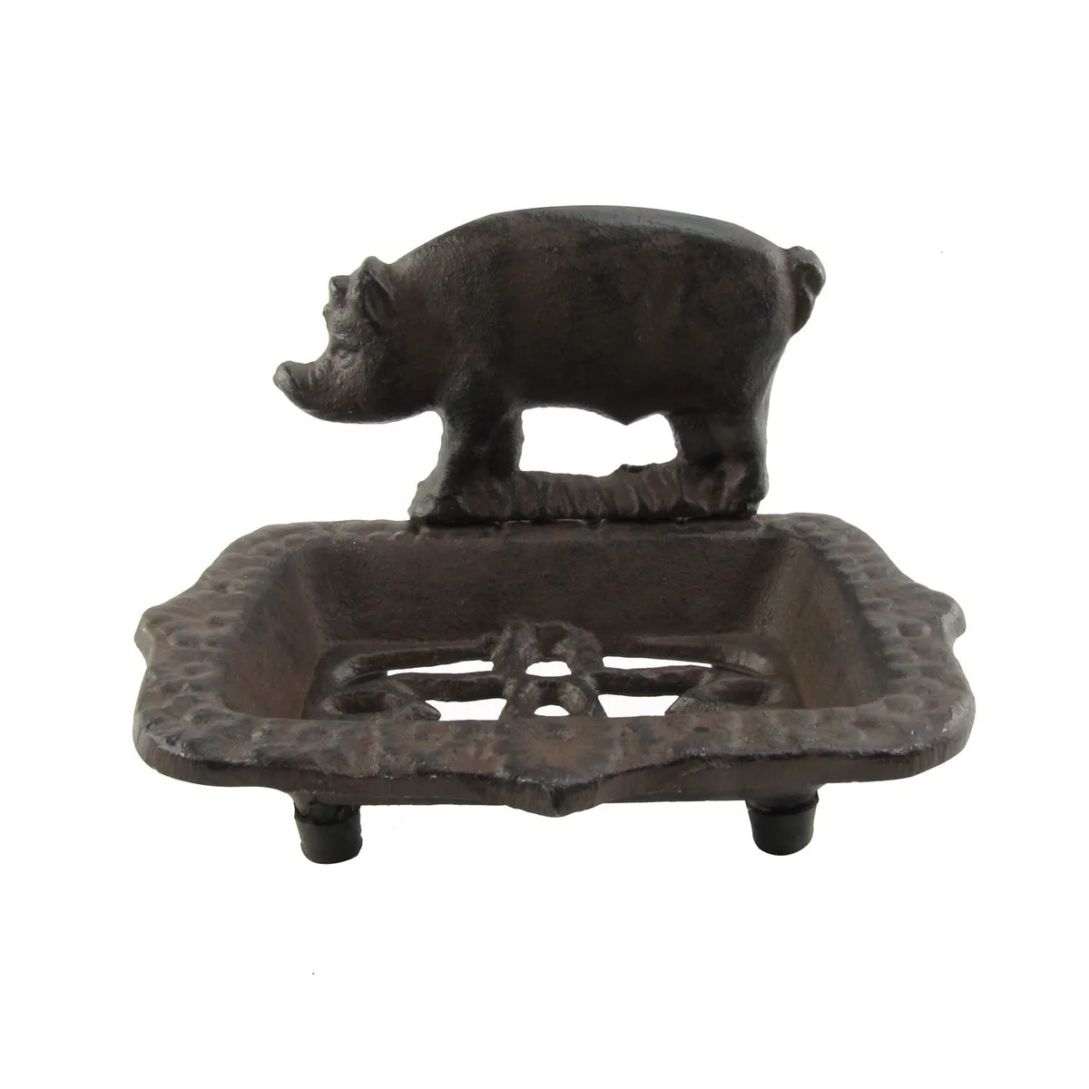 Rustic Metal Piggy Soap Dish Bathroom Soap Holder Piglet Kitchen Tray Home Decor