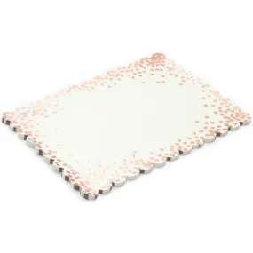 Scalloped Paper Placemats with Rose Gold Foil Polka Dots (14 x 10 in, 50 Pack)