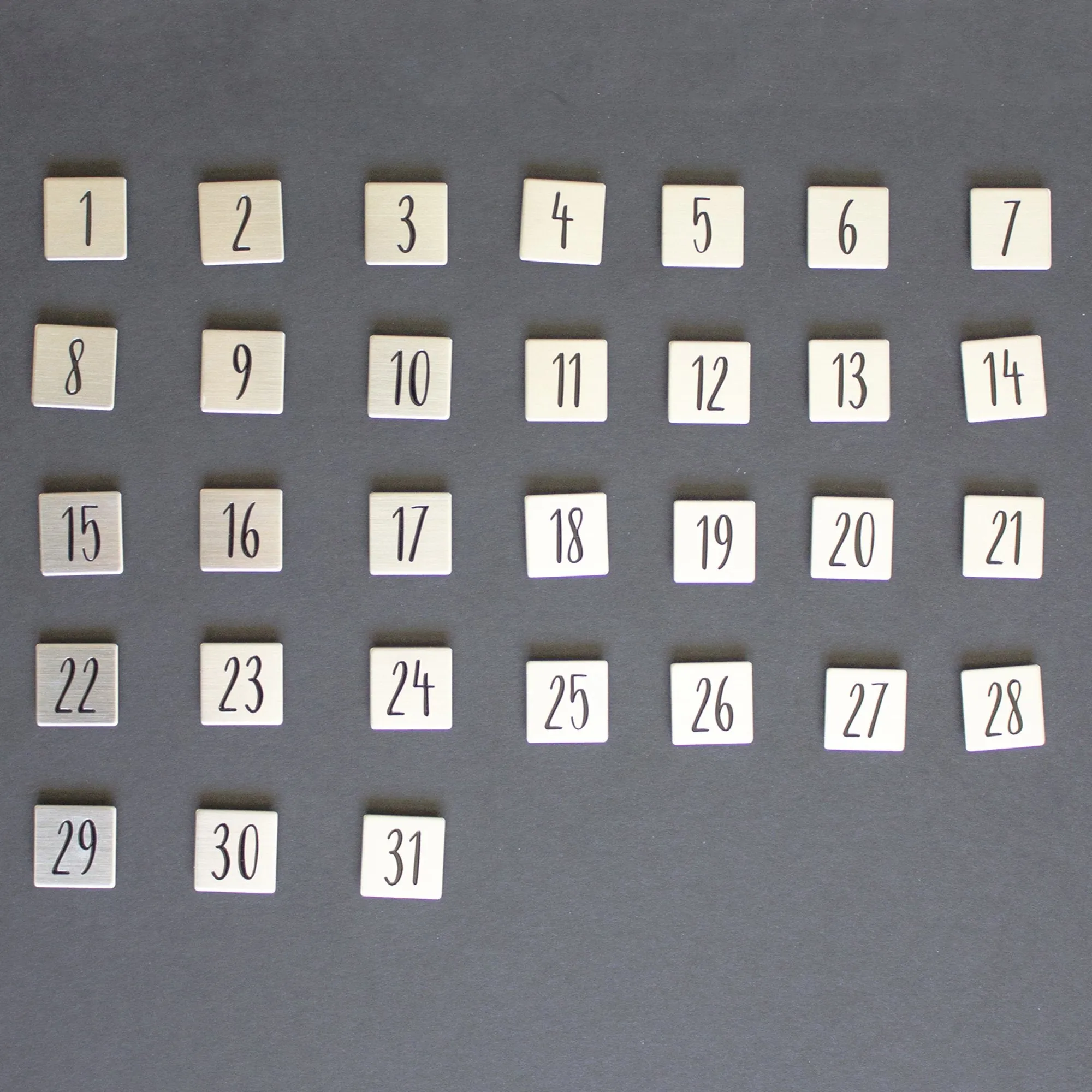 Script Number Stainless Steel Magnet Set