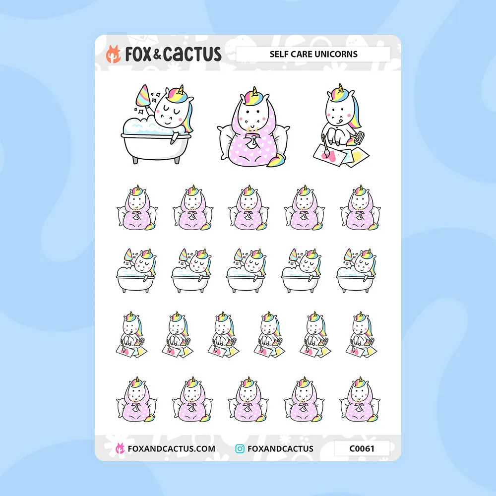 Self Care Unicorn Stickers