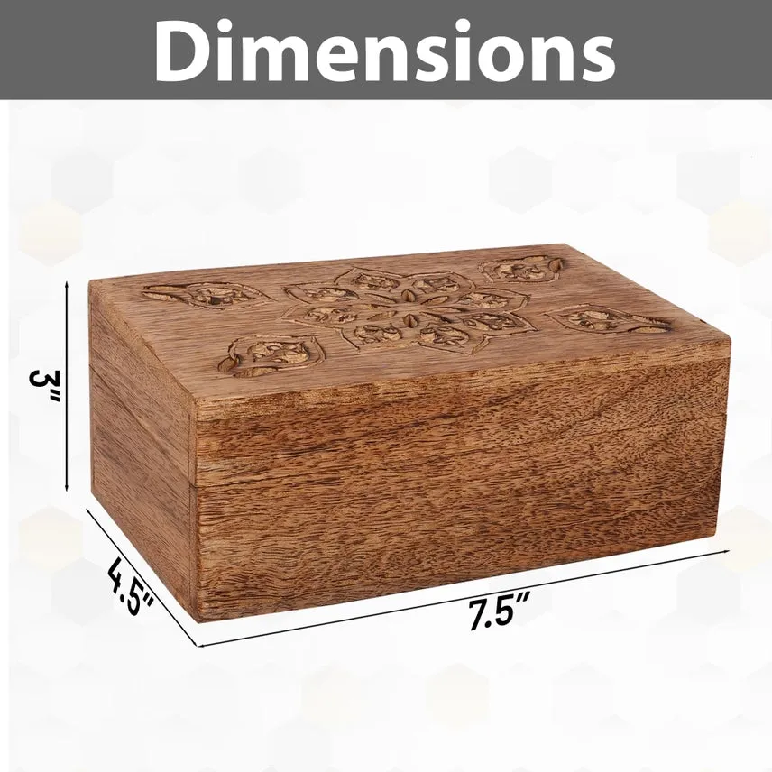 Serena Carved Mango Wood Keepsake Box