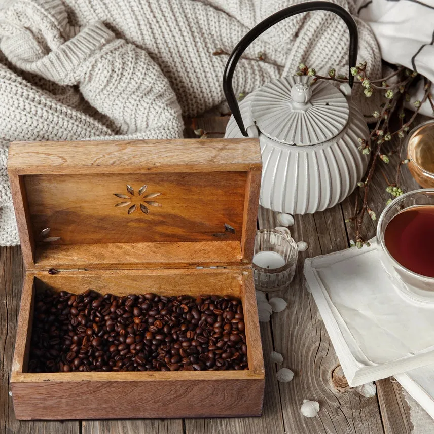 Serena Carved Mango Wood Keepsake Box