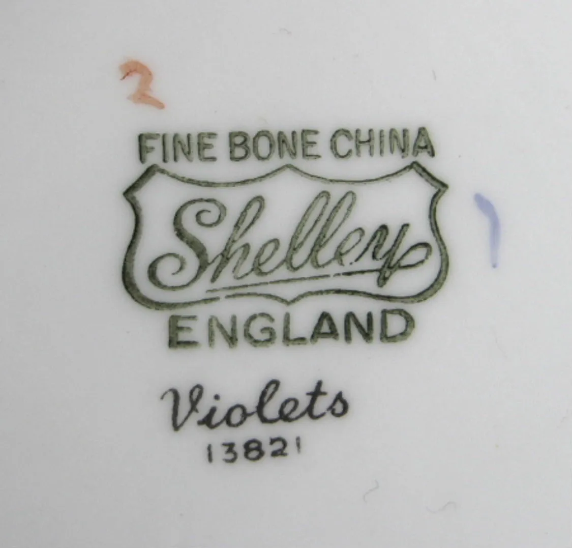 Shelley China England Violets Pin Dish Sweetmeat Bon Bon Teabag Holder