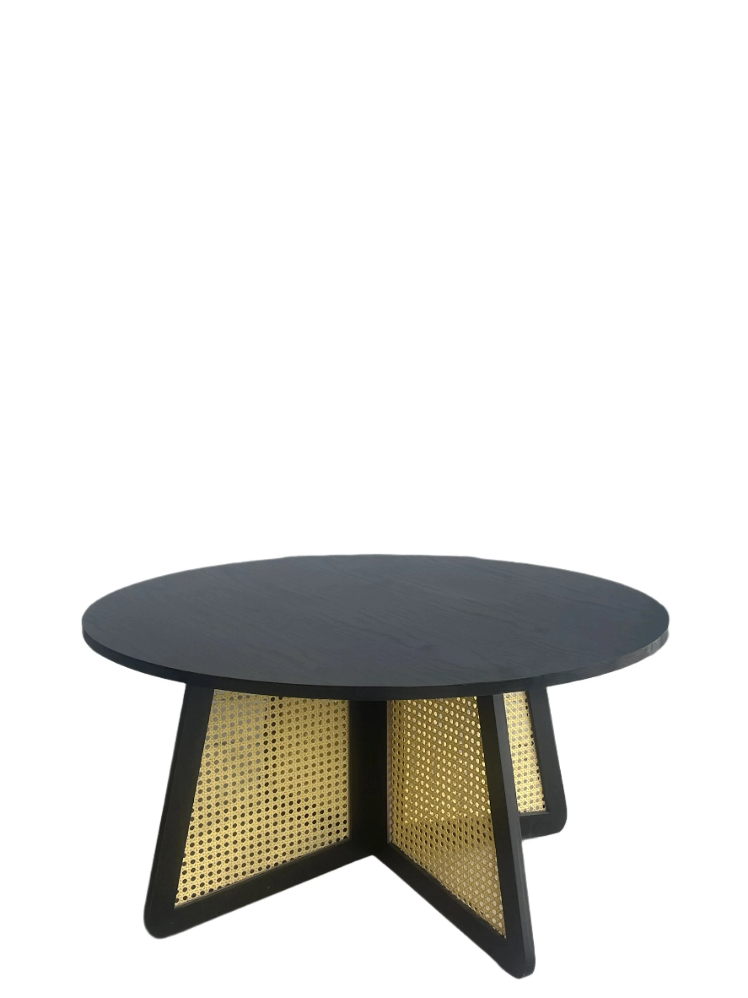 Shia Cane Round Black Coffee Table
