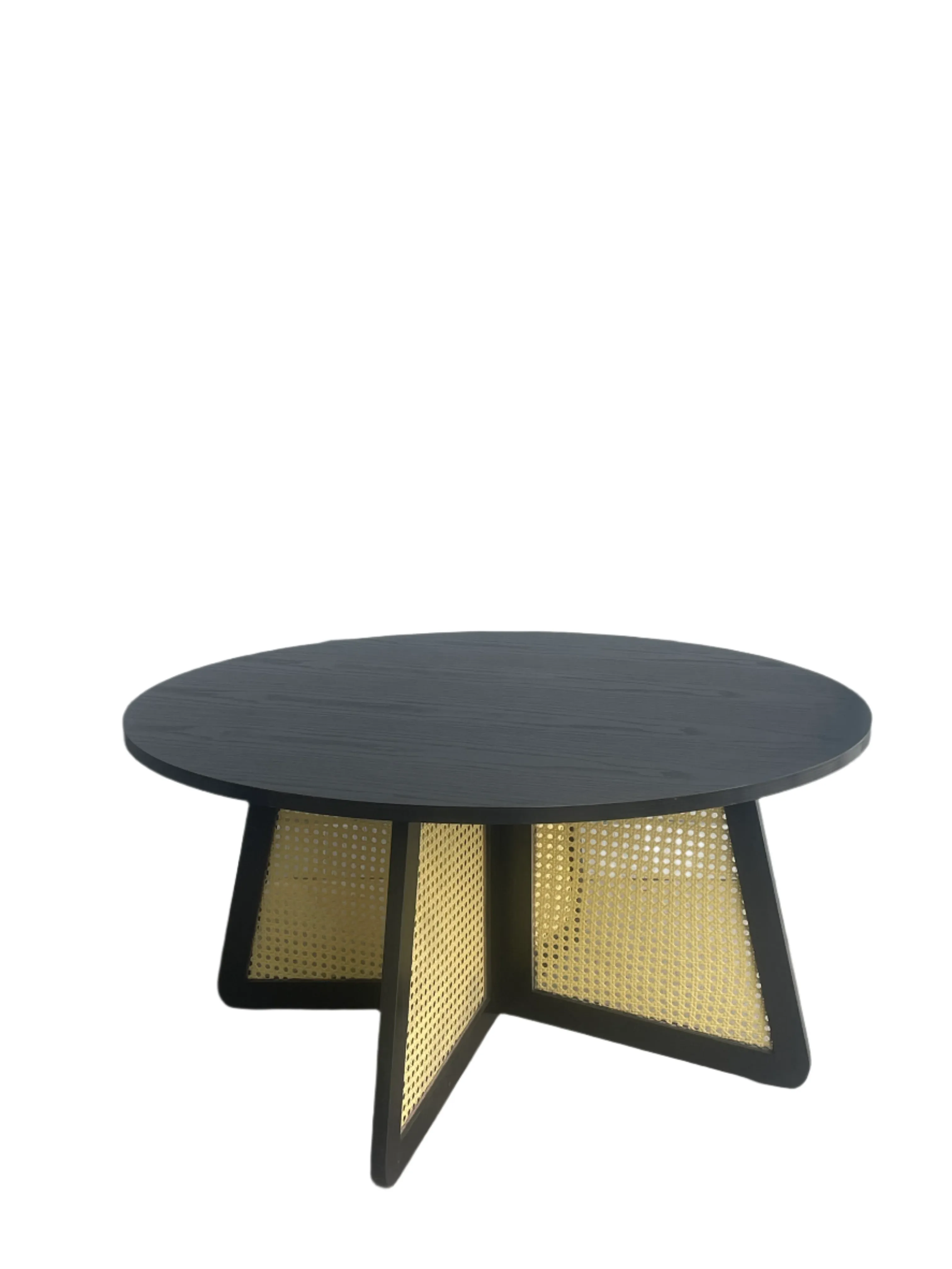 Shia Cane Round Black Coffee Table