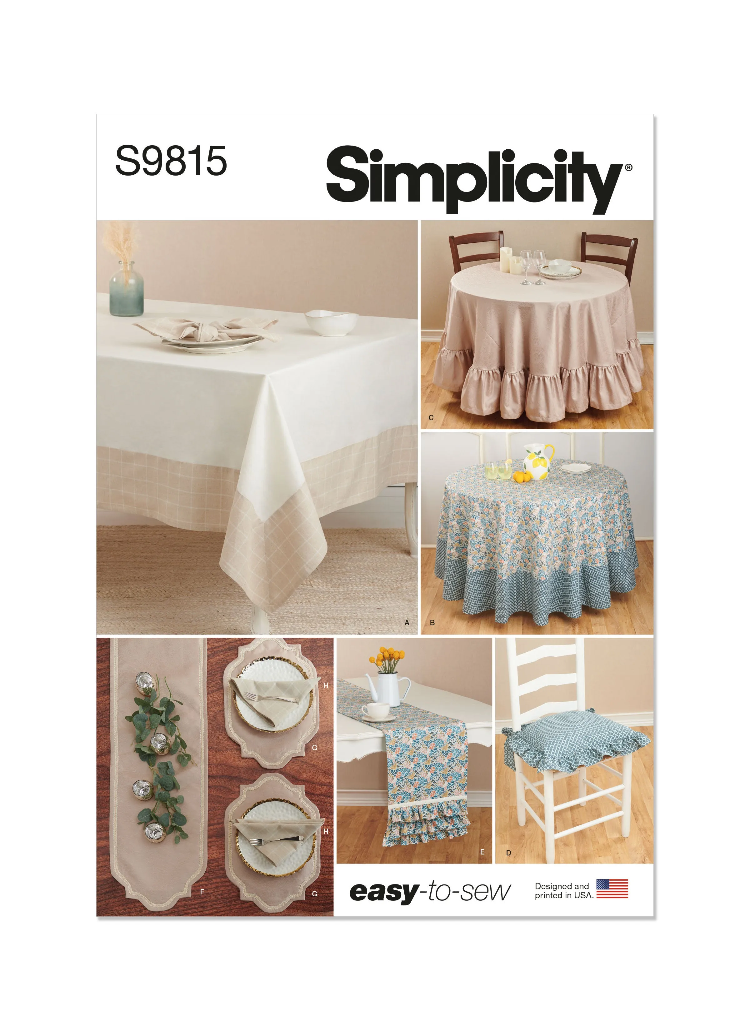 Simplicity sewing pattern 9815 Tabletop Décor