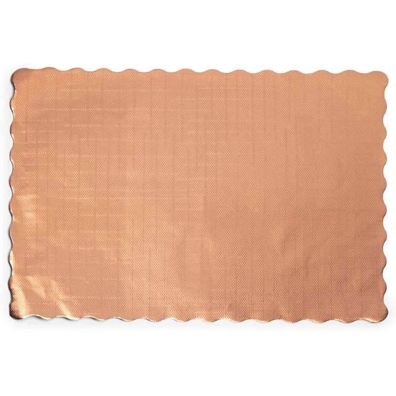 Sparkle and Bash Metallic Paper Placemats for Table, Rose Gold (14 x 10 in, 100 Pack)
