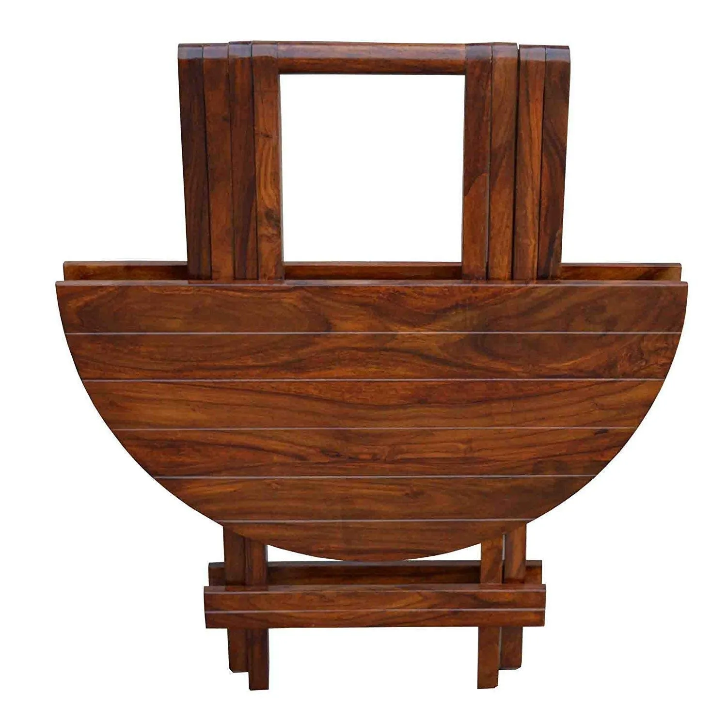 SS WOOD FURNITURE Sheesham Wood Foldable Patio Tea/Coffee Table | for Balcony, Garden and Outdoor | Round Table | Brown