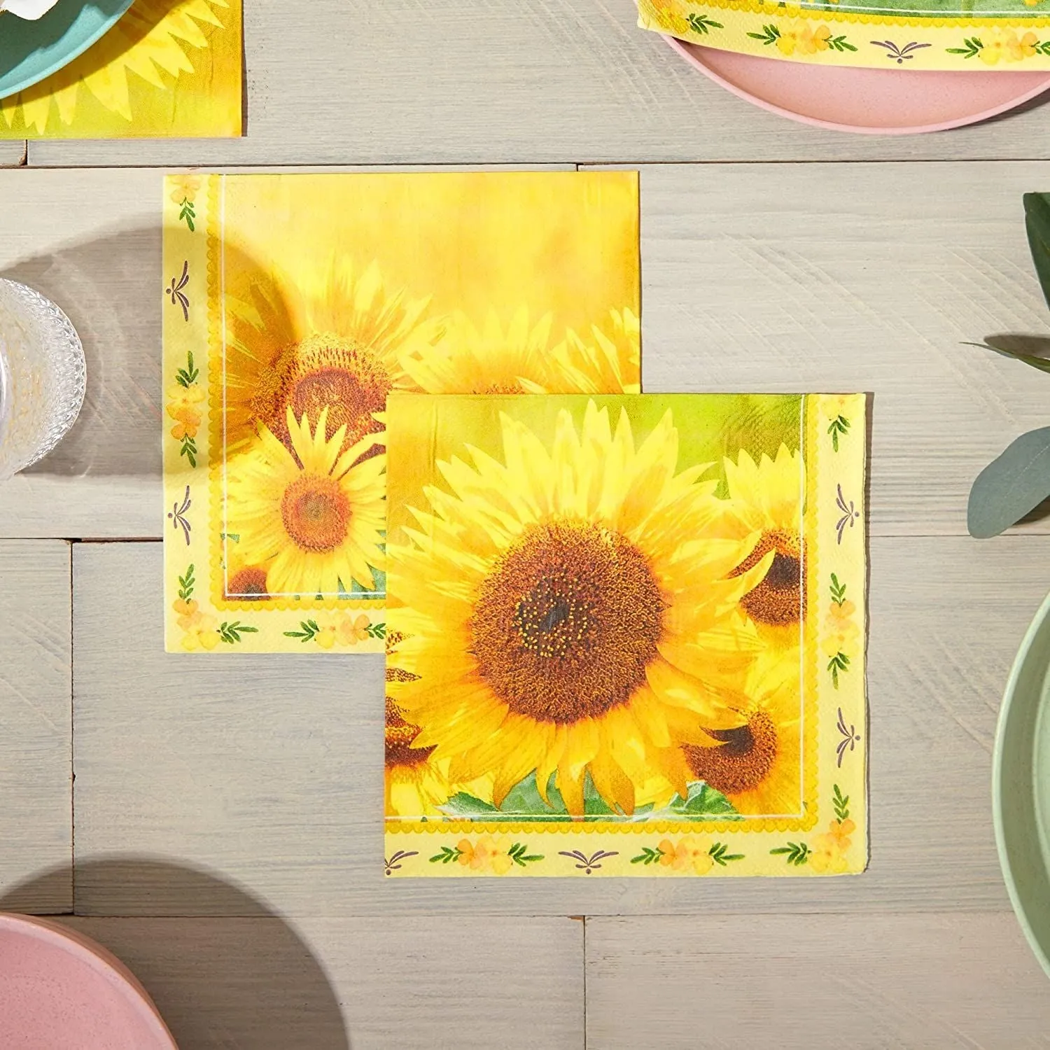 Sunflower Paper Napkins for Floral Party (6.5 x 6.5 In, 150 Pack)