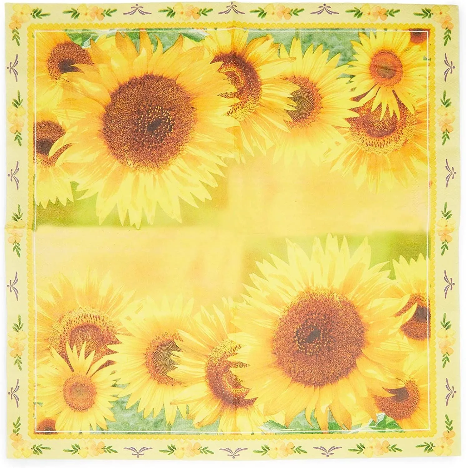 Sunflower Paper Napkins for Floral Party (6.5 x 6.5 In, 150 Pack)