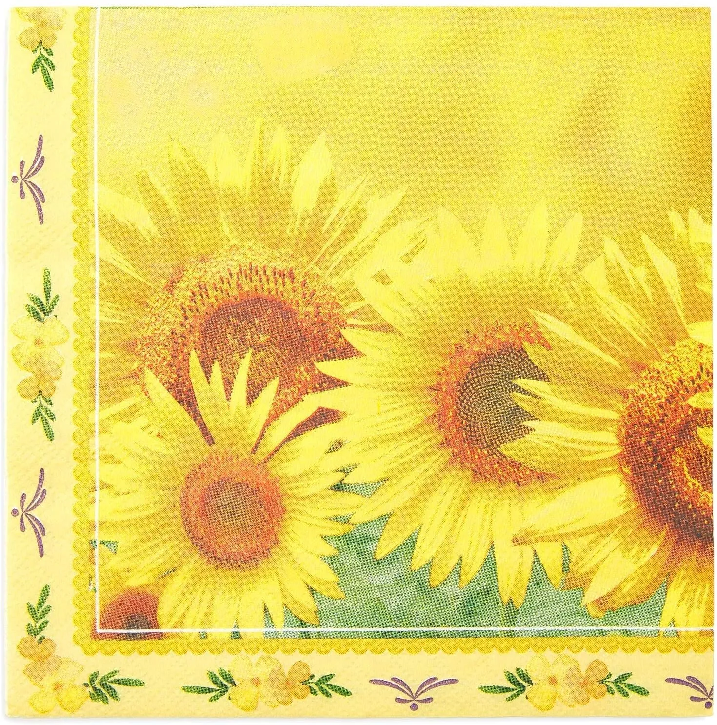 Sunflower Paper Napkins for Floral Party (6.5 x 6.5 In, 150 Pack)