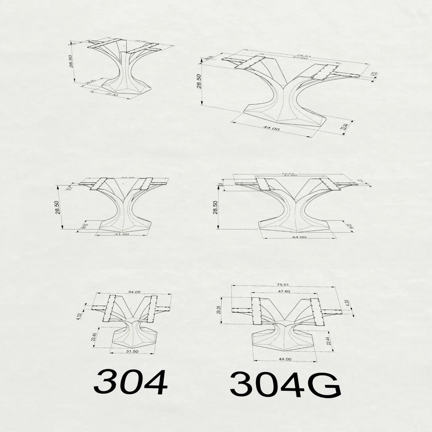 Table Base 304 Dentro 28H for Dining Design Furniture