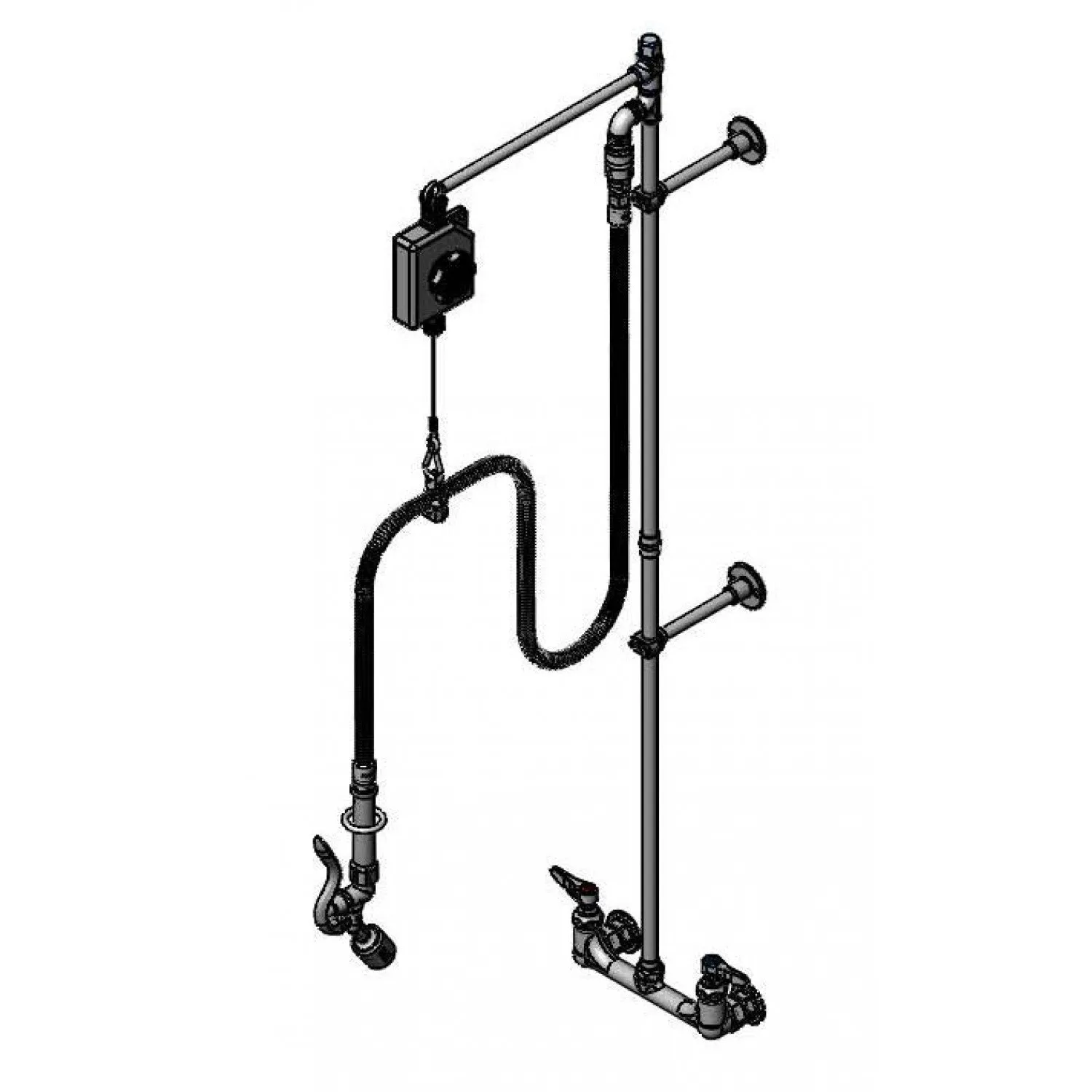 T&S Brass B-0129-VB Pre-Rinse, Balancer, Wall Mount Base, 8" Centers, Low Flow Valve, 2 Wall Brkt's, VB Hose