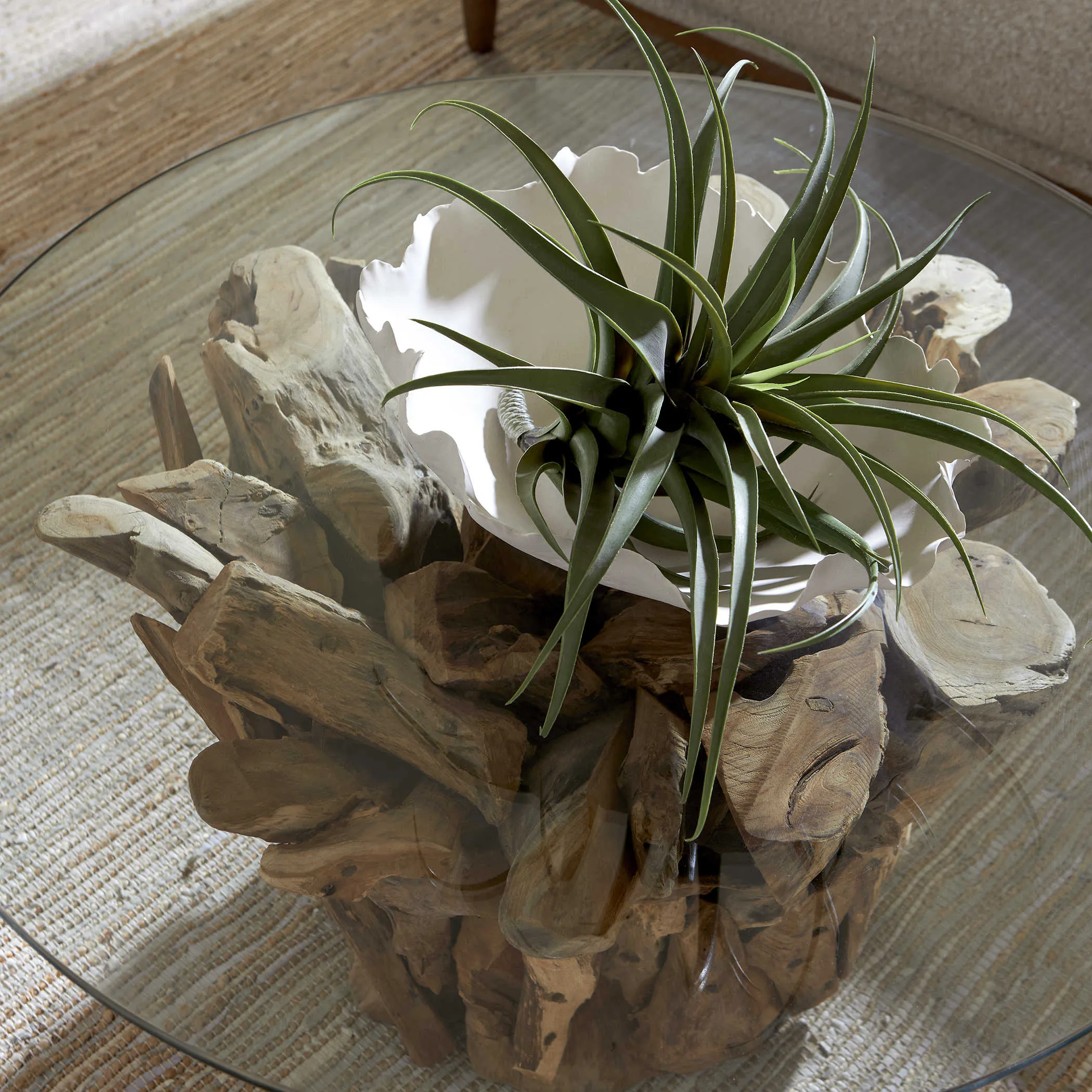 Teak Driftwood 36" Round Coffee Table