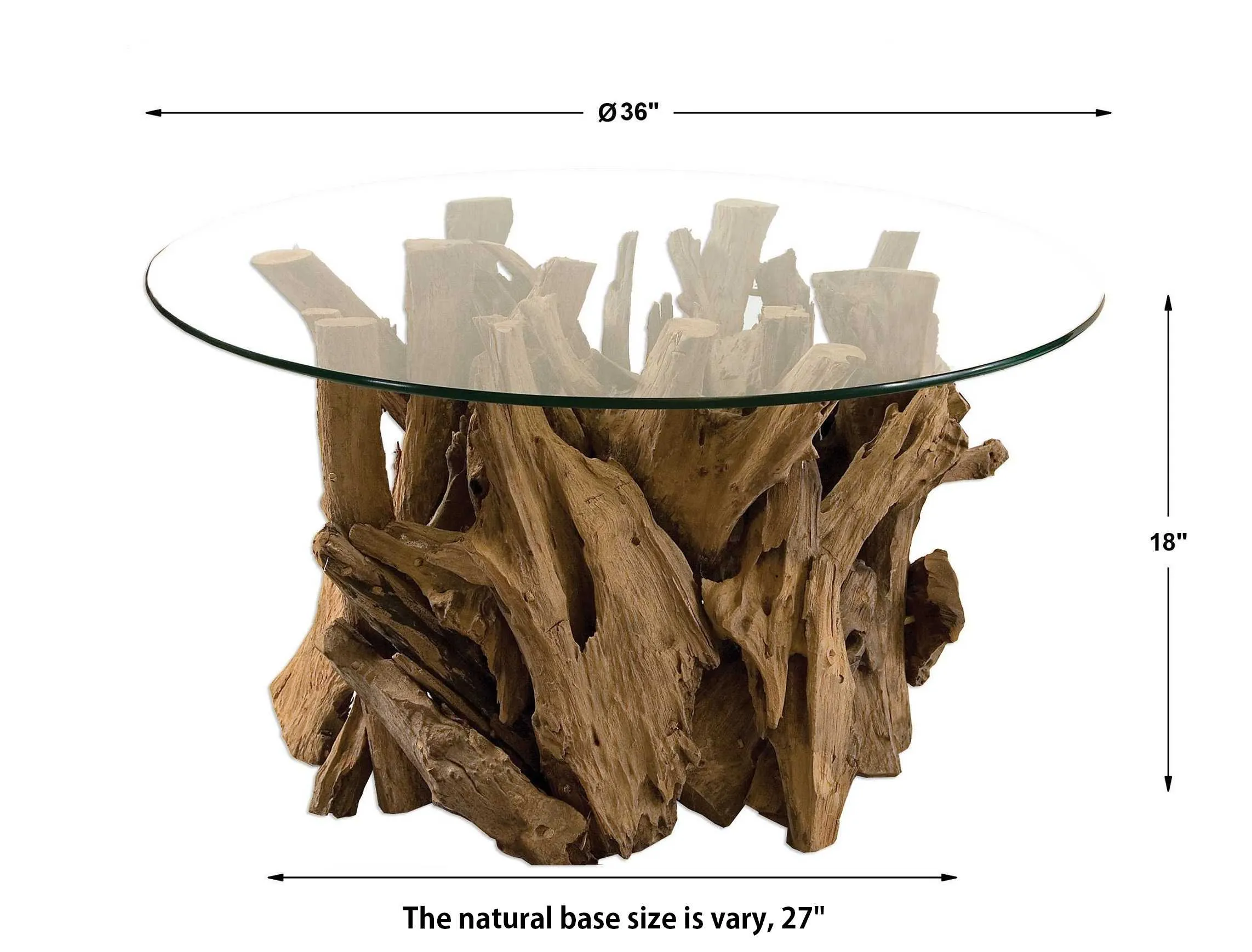 Teak Driftwood 36" Round Coffee Table