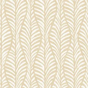 Tempaper & Co. Block Print Leaves Removable Peel and Stick Wallpaper, White Clay, 28 sq. ft.