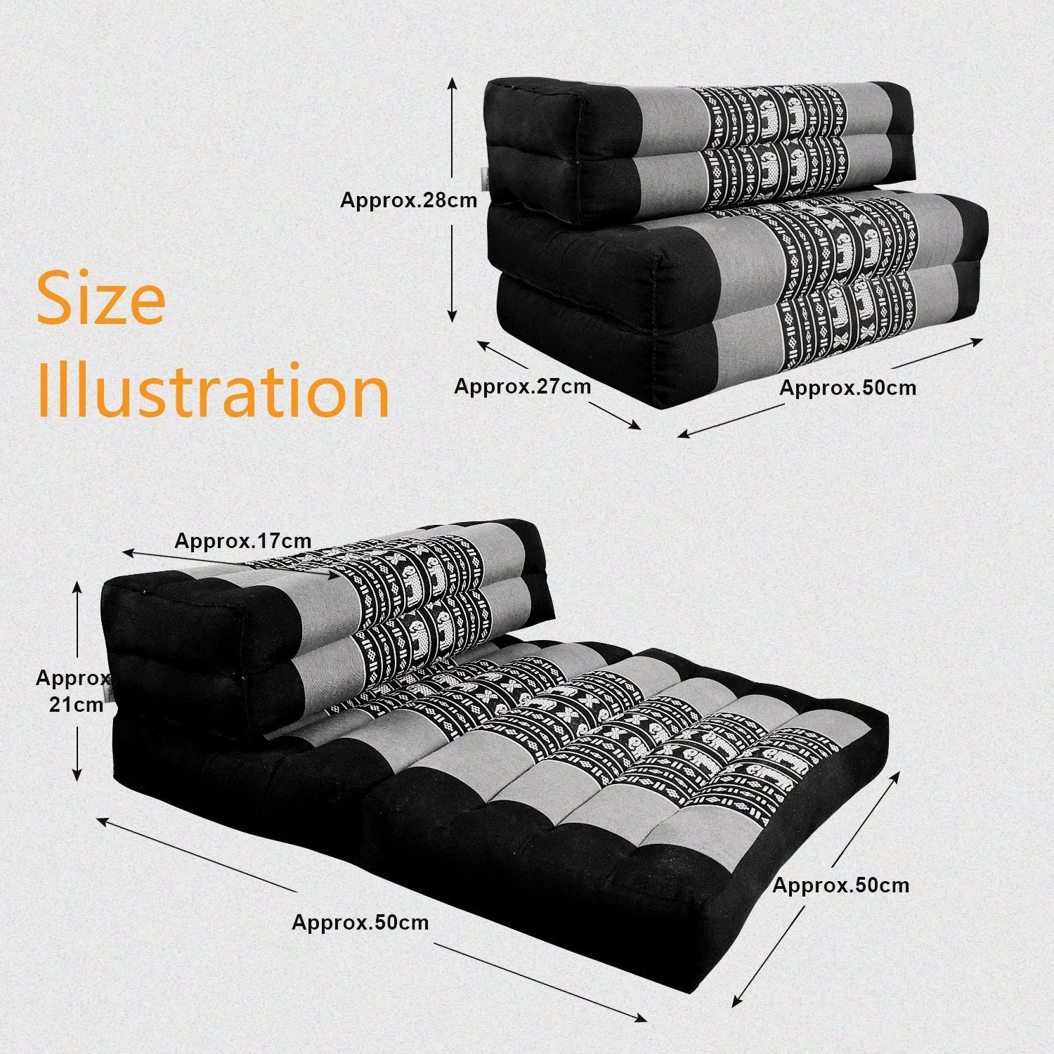 Thai kapok cushion 3-Fold Zafu Meditation Cushion Set-100% Kapok Fibre.