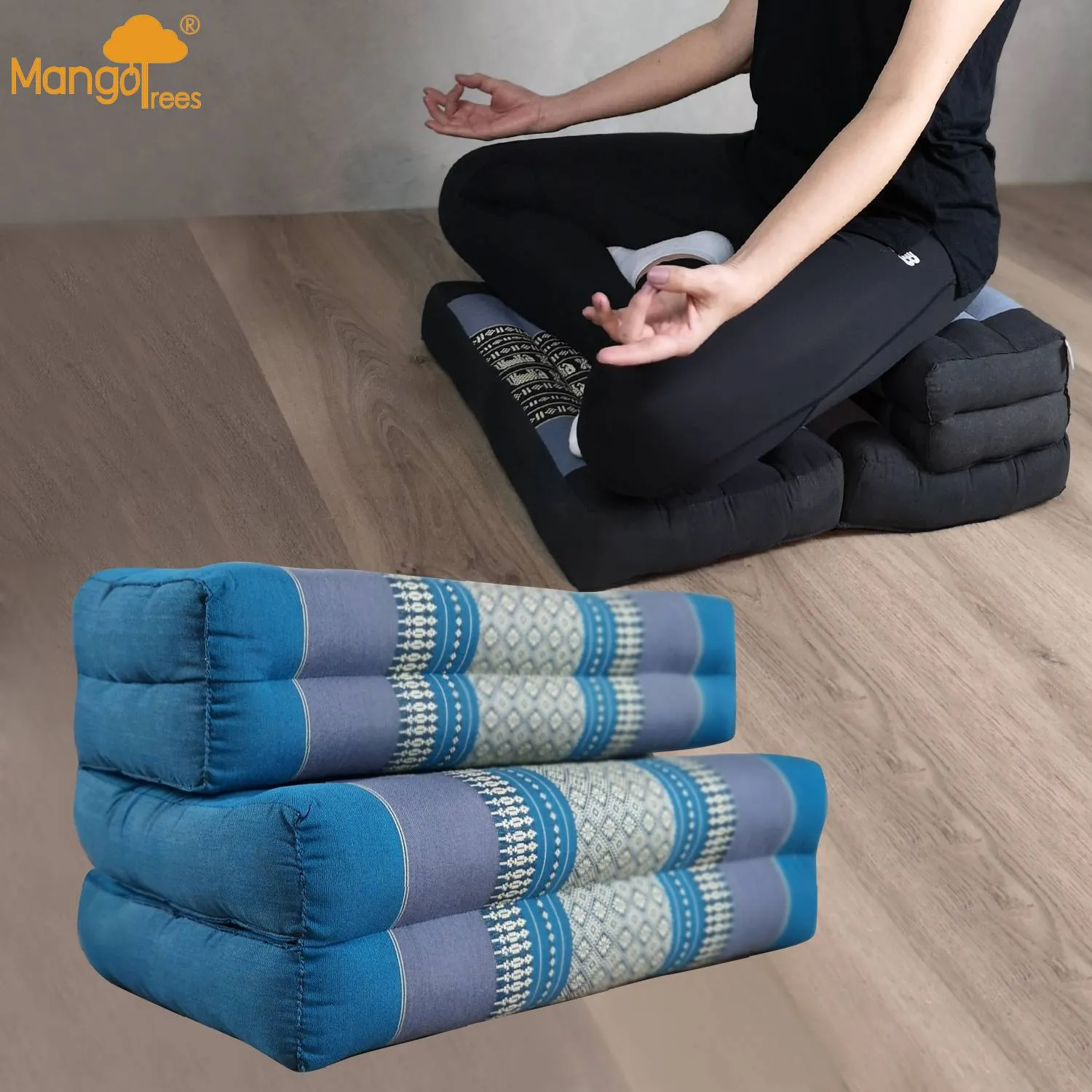 Thai kapok cushion 3-Fold Zafu Meditation Cushion Set-100% Kapok Fibre.