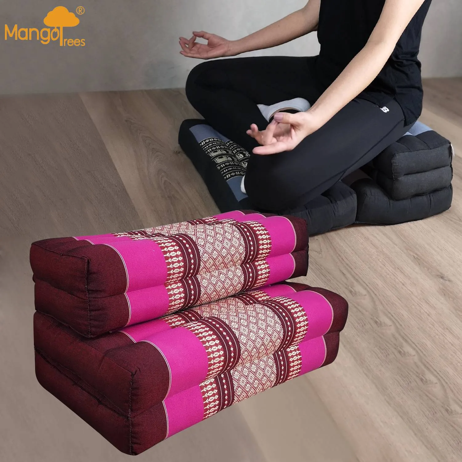 Thai kapok cushion 3-Fold Zafu Meditation Cushion Set-100% Kapok Fibre.