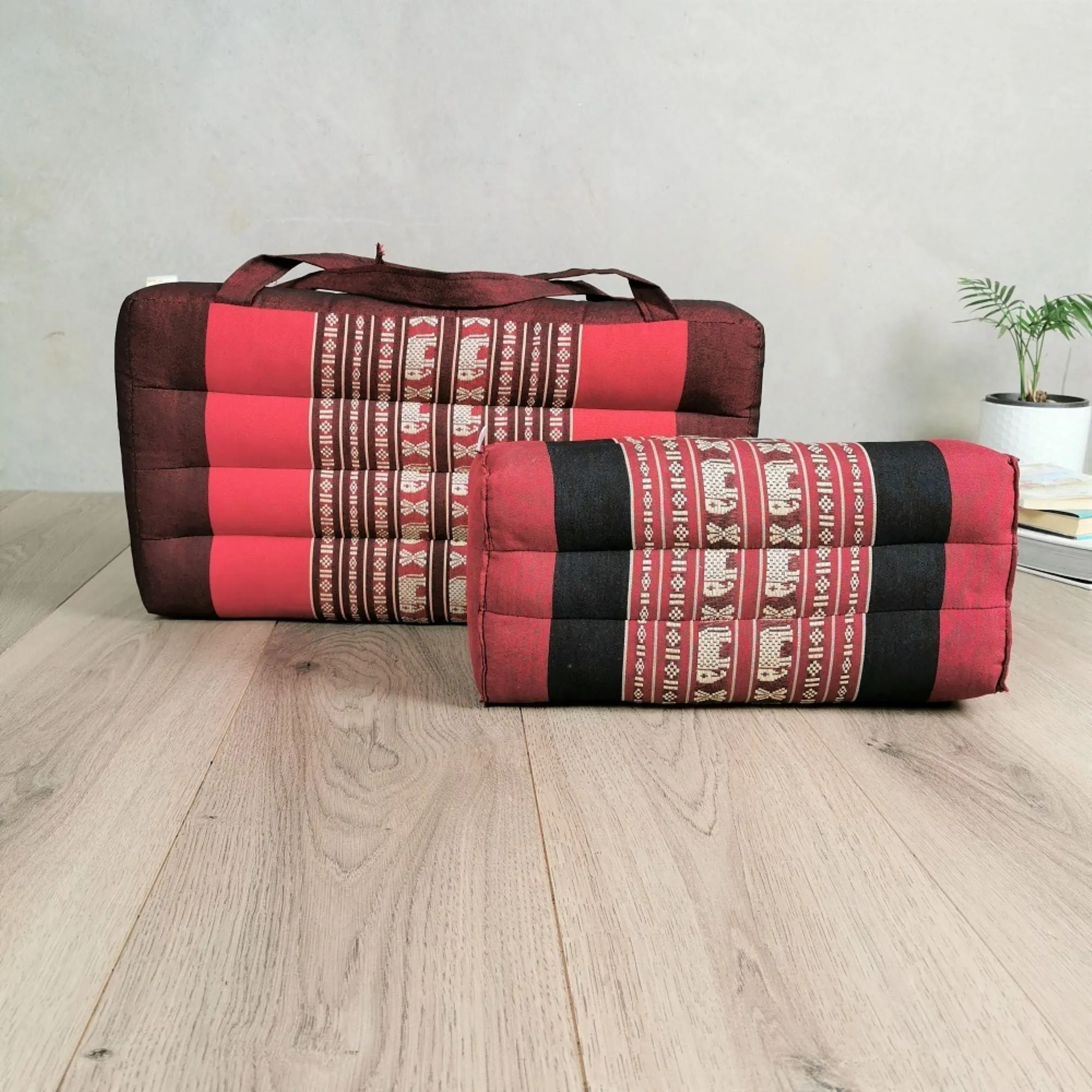 Thai kapok cushion Foldable Meditation Cushion   Seating Block Set RedEle.