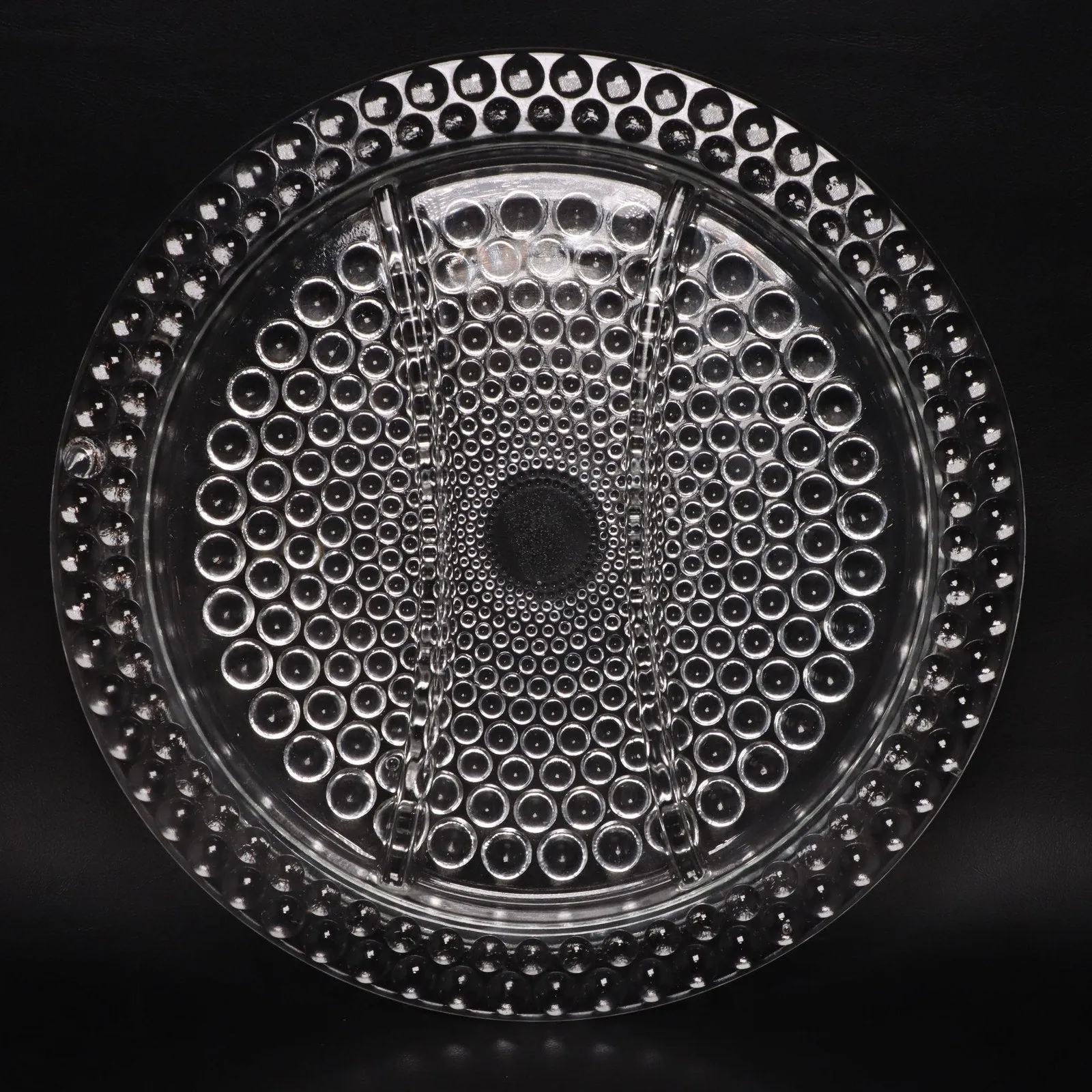 Thousand Eye Hobnail Boppie 11" Divided Relish Platter Dish Vintage