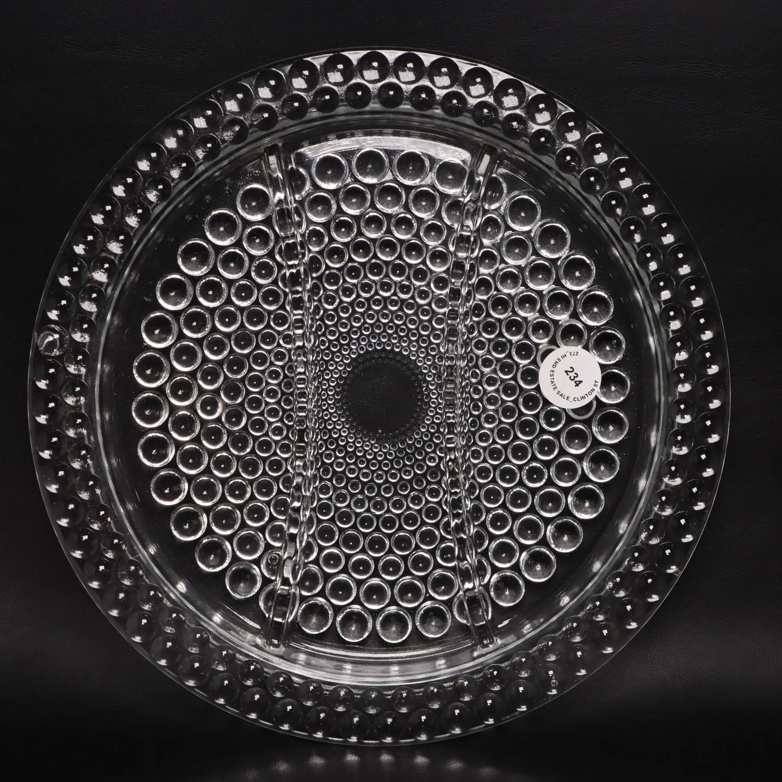 Thousand Eye Hobnail Boppie 11" Divided Relish Platter Dish Vintage