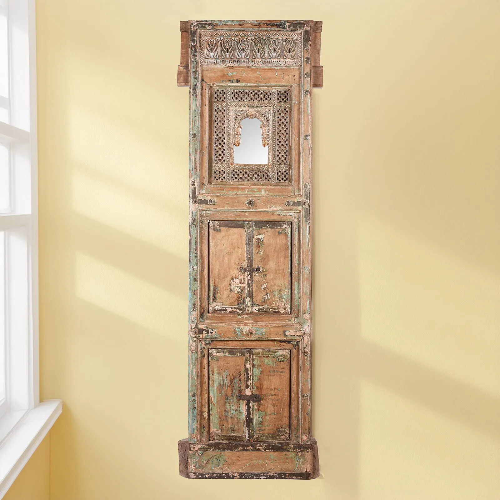 Tiwalia Shrine Panel Mirror From Bikaner - 19th Century