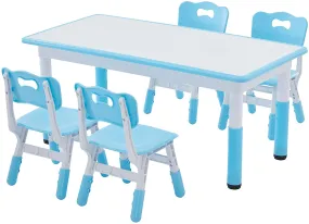 Toddler Table and Chairs Set Height-Adjustable Scrubtable for 4 kids