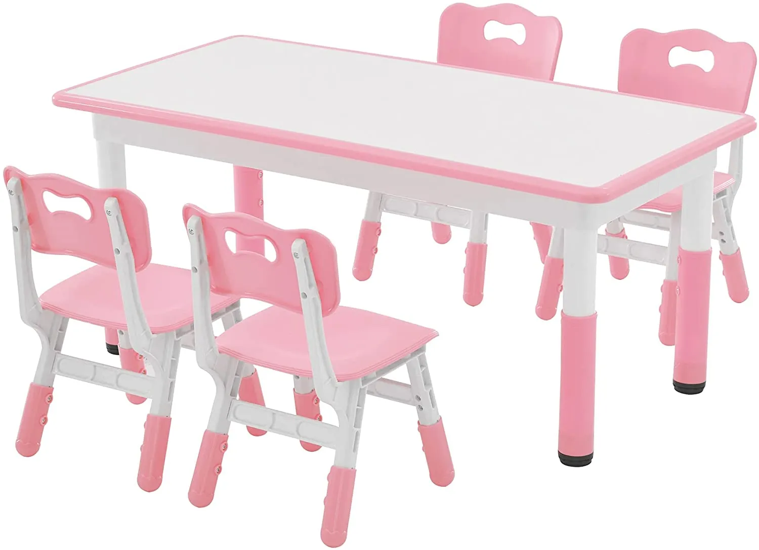 Toddler Table and Chairs Set Height-Adjustable Scrubtable for 4 kids